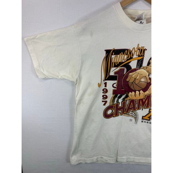 Vintage 1997 Minnesota Gophers Basketball Big 10 Champs Graphic Tee Large - Picture 10 of 10